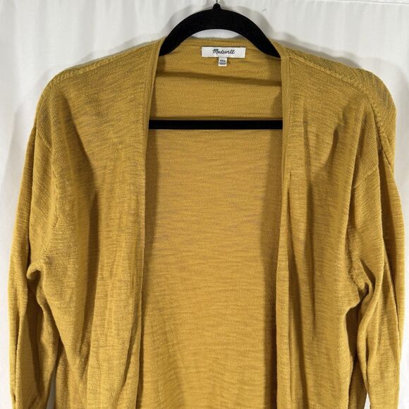 Madewell Cardigan Women's XXS Yellow Open Front Pockets Long Sleeve - Picture 3 of 10